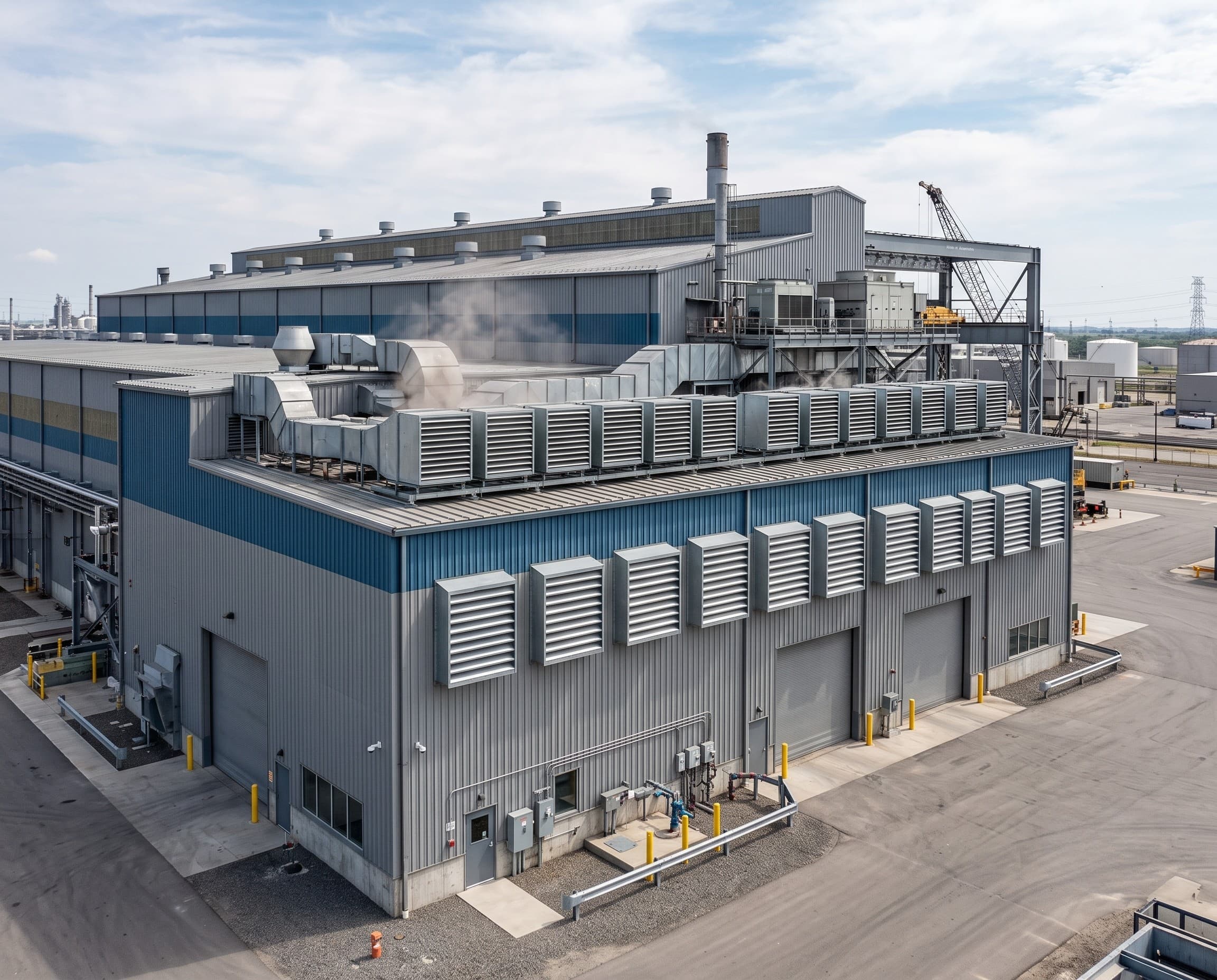 Industrial Manufacturing Plants using functional industrial ventilation louvers