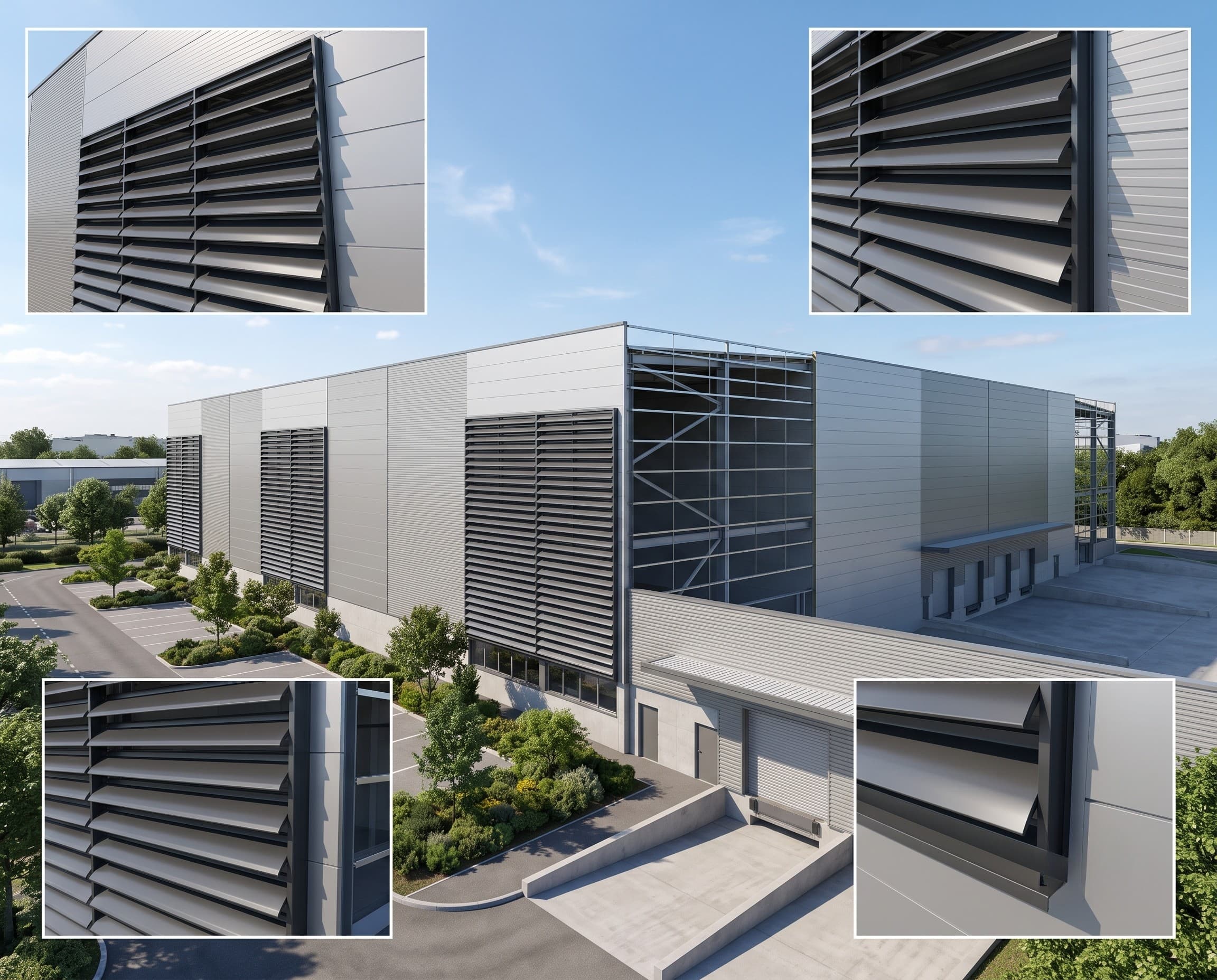 Warehouses & Logistics Buildings using functional industrial ventilation louvers