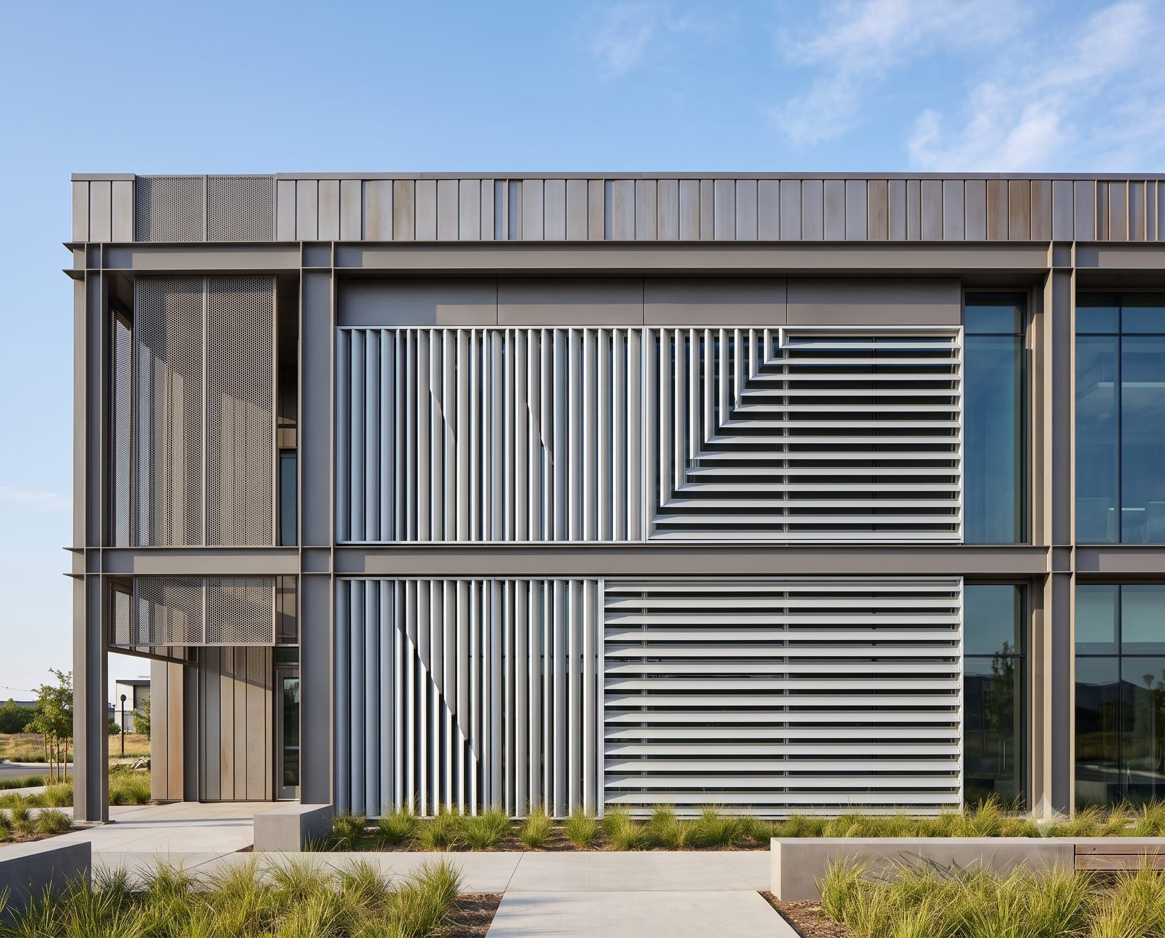 Commercial-Industrial Buildings using functional industrial ventilation louvers