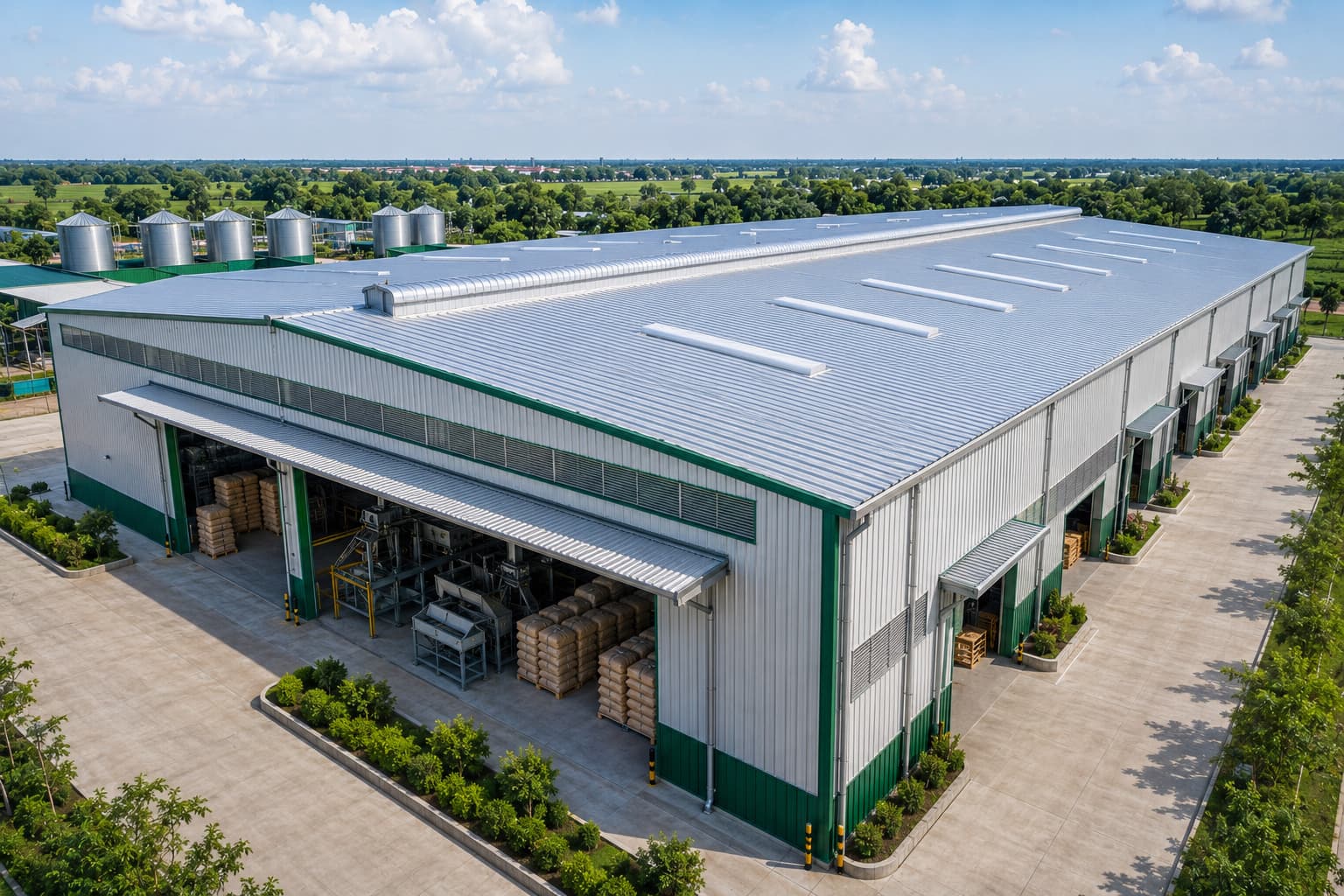 Agricultural Buildings with profiled industrial roofing sheets